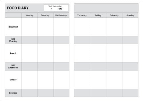 FOOD DIARY (A5/20 Pages) F098 (Meal Record Book - 9 Weeks/Book)