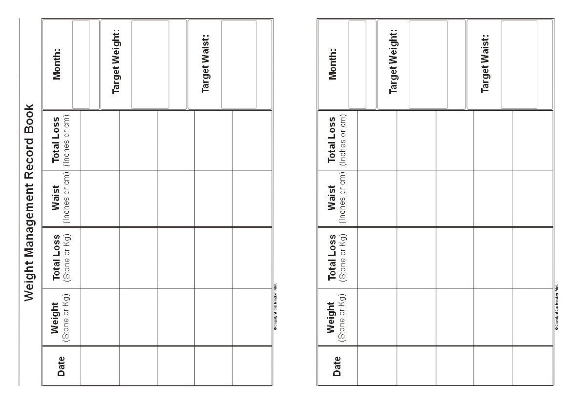 WEIGHT LOSS RECORD BOOK (A5/16 Pages) W018 (Body Measurement Tracker)