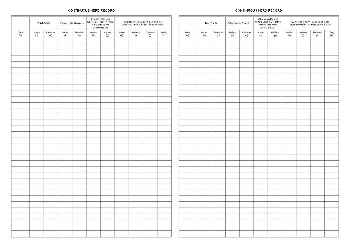 Cattle Movement Book & Herd Register – A4, 32 Pages (M003)