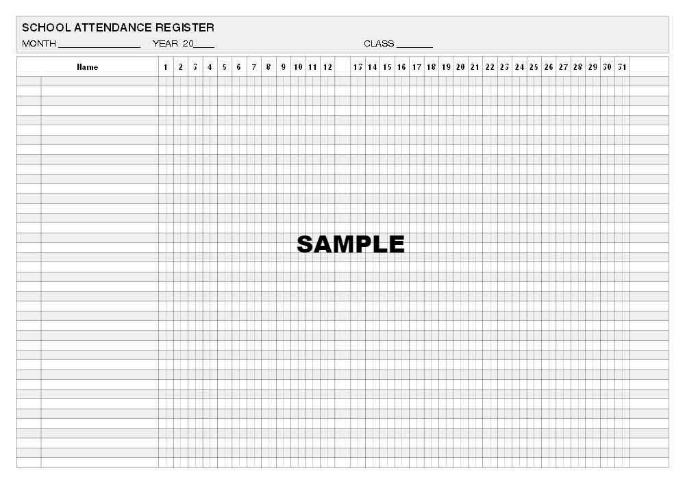 SCHOOL ATTENDANCE REGISTER (A4/32 Pages) S028 (Class Pupil Absence Record)