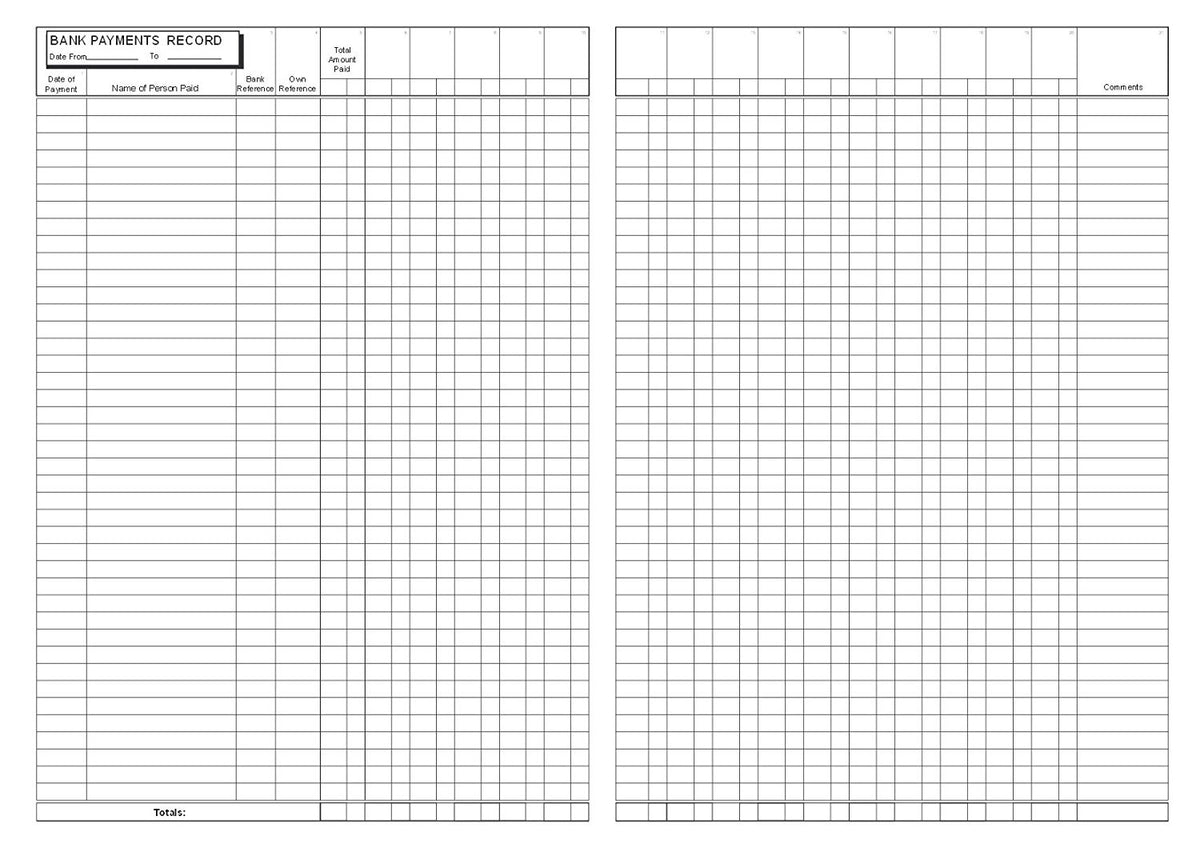 BANK PAYMENT RECORD BOOK (A4/32 Pages) B019 (Purchase Accounts Ledger)