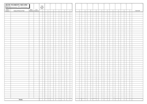 BANK PAYMENT RECORD BOOK (A4/32 Pages) B019 (Purchase Accounts Ledger)