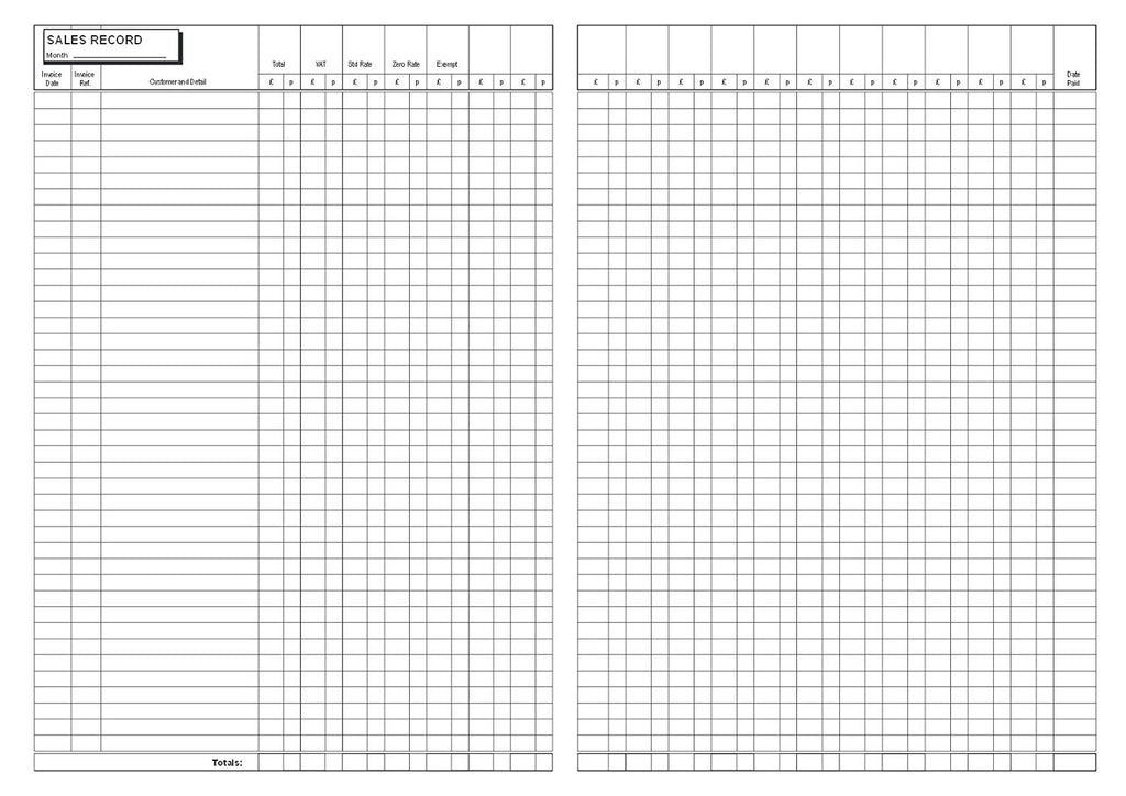 SALES RECORD BOOK (A4/32 Pages) S016 (Account Ledger with Analysis Columns)