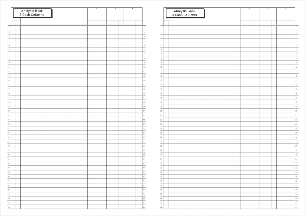 ANALYSIS BOOK (A4/32 Pages) A051 (3 Cash Column Un-headed Account Ledger)
