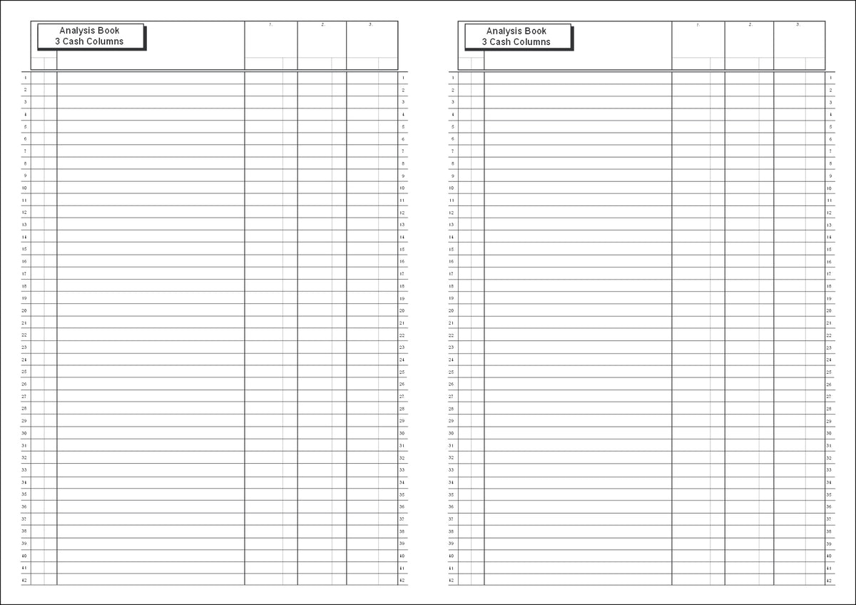 ANALYSIS BOOK (A4/32 Pages) A051 (3 Cash Column Un-headed Account Ledger)