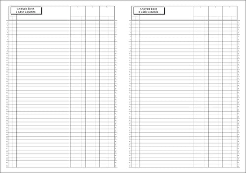 ANALYSIS BOOK (A4/32 Pages) A051 (3 Cash Column Un-headed Account Ledger)