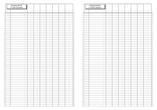 ANALYSIS BOOK (A4/32 Pages) A058 (7 Cash Column Un-headed Account Ledger)