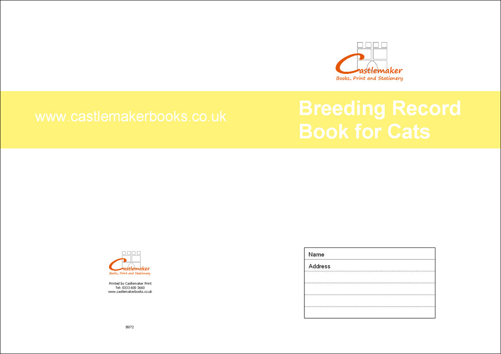 BREEDING BOOK FOR CATS (A4/32 Pages) B072 (Kitten Record Book)