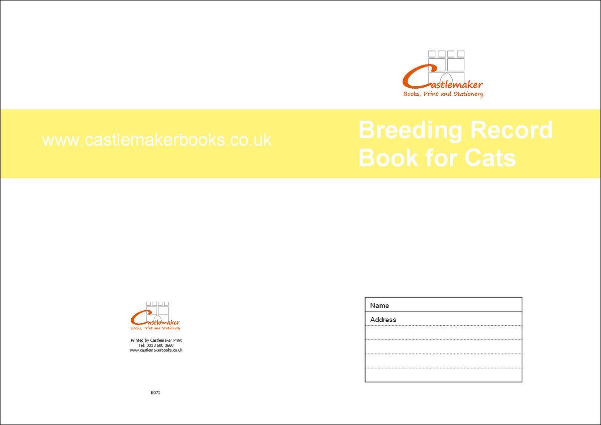 BREEDING BOOK FOR CATS (A4/32 Pages) B072 (Kitten Record Book)