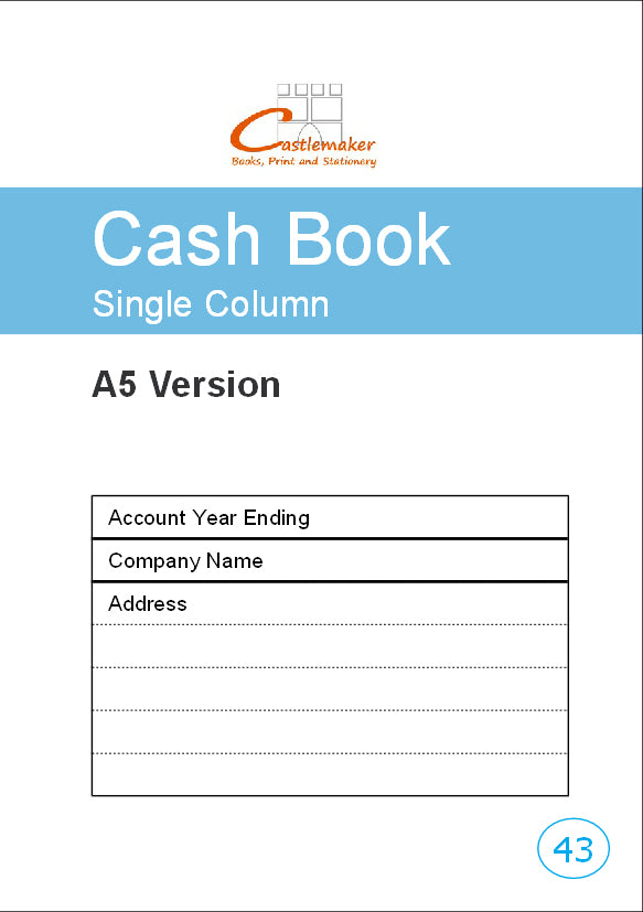 CASH BOOK (A5/32 Pages) C043 (Single Column Account Ledger)