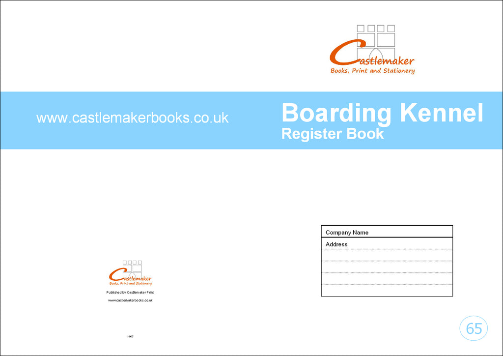 KENNEL RECORD BOOK (A4/32 Pages) K065 (Dog Boarding Register)
