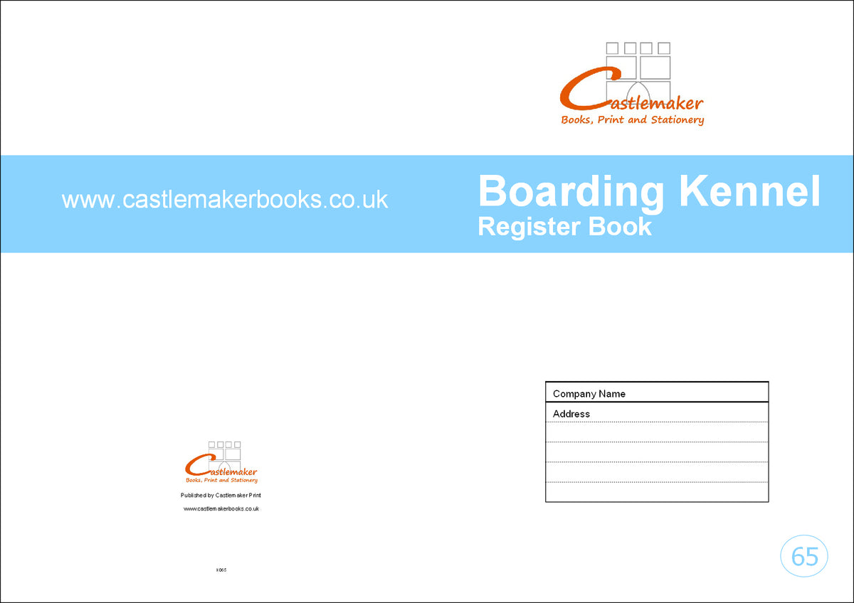 KENNEL RECORD BOOK (A4/32 Pages) K065 (Dog Boarding Register)