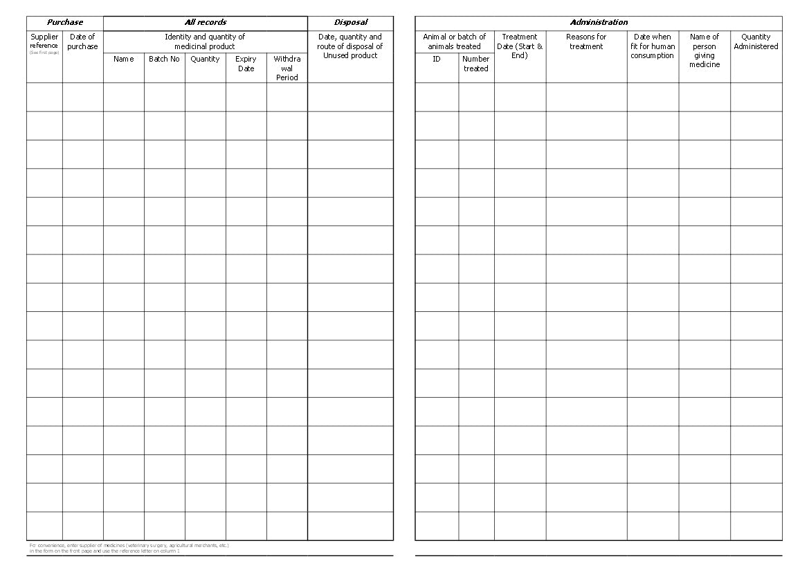 Animal Medicine Combined Record Book – A5, 32 Pages (M002)