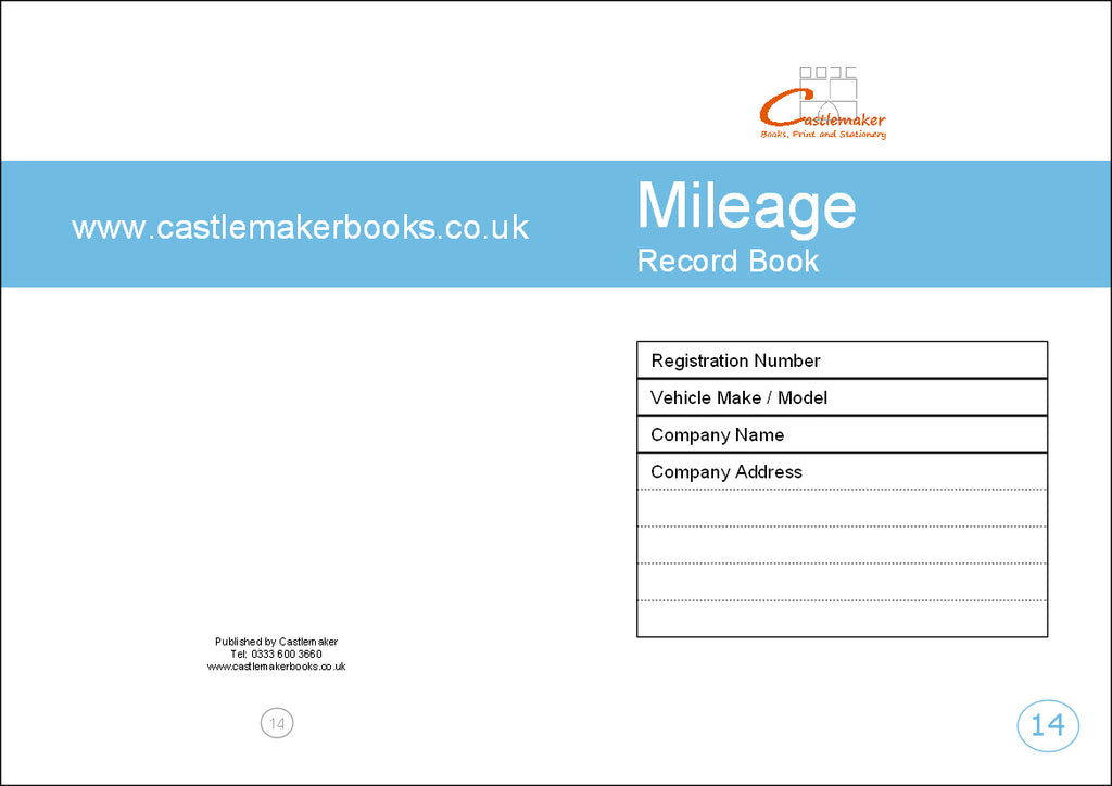 MILEAGE RECORD BOOK (A5/20 Pages) M014 (Fuel Expenses Log ...