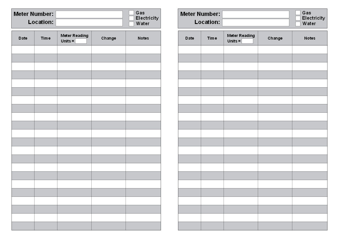 METER LOG BOOK (A5/32 Pages) M031 (Record of Gas/Electric/Water Readings)