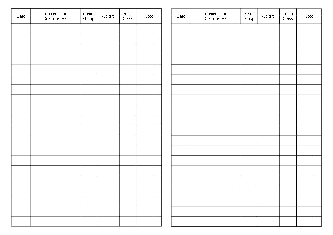 POSTAGE RECORD BOOK (A5/20 Pages) P015 (Courier & Post Log)