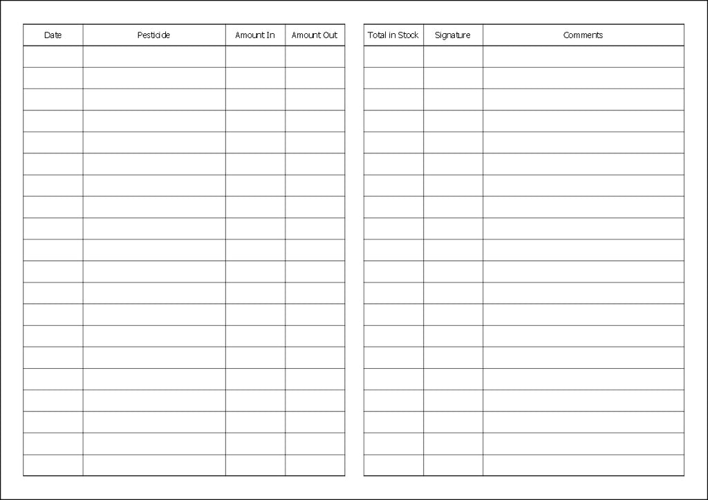 PESTICIDE INVENTORY BOOK (A5/32 Pages) P076 (Record of purchases and Use)