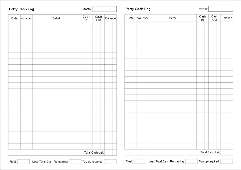 PETTY CASH LOG BOOK (A5/20 Pages) P219 (Expenses Account Ledger)