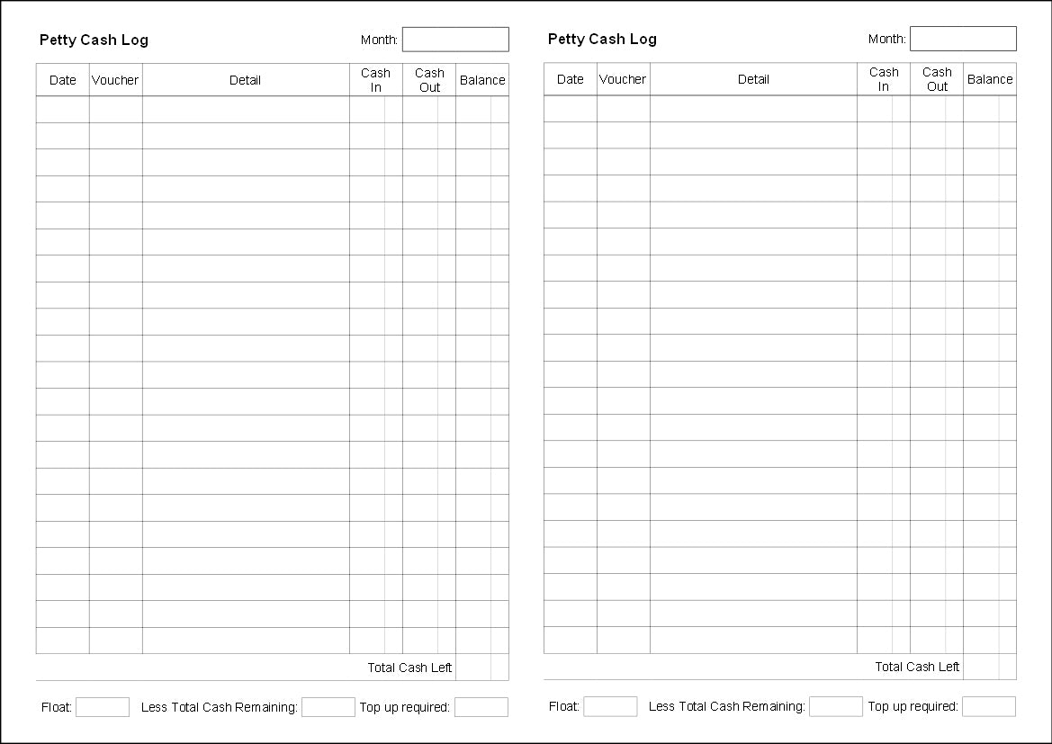 PETTY CASH LOG BOOK (A5/20 Pages) P219 (Expenses Account Ledger)