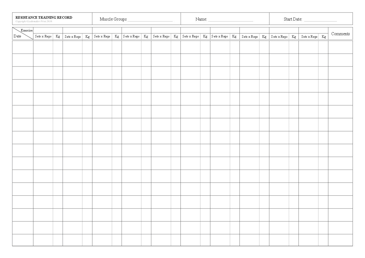 RESISTANCE TRAINING RECORD BOOK (A4/32 Pages) R023 (Gym Record of Workouts)