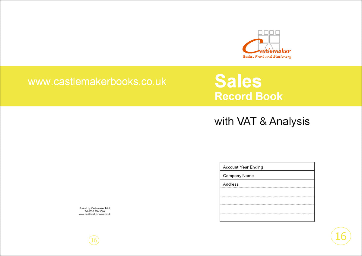 SALES RECORD BOOK (A4/32 Pages) S016 (Account Ledger with Analysis Columns)