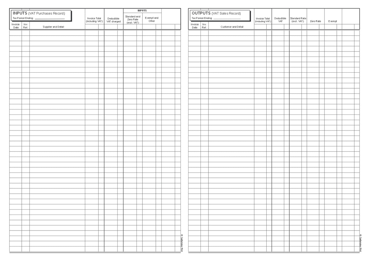 VAT Invoice Record Book – A4, 32 Pages (V001)