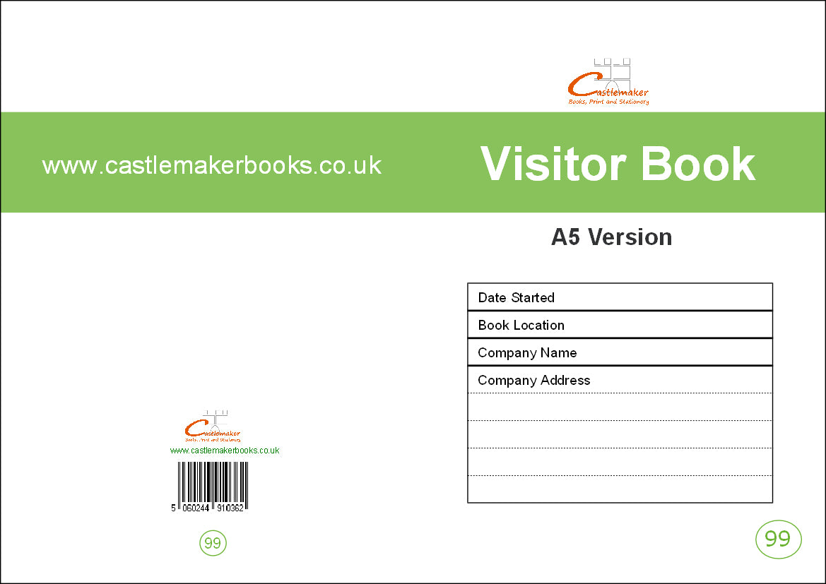 VISITOR BOOK (A5/20 Pages) V099 (Signing In Reception Security Log)